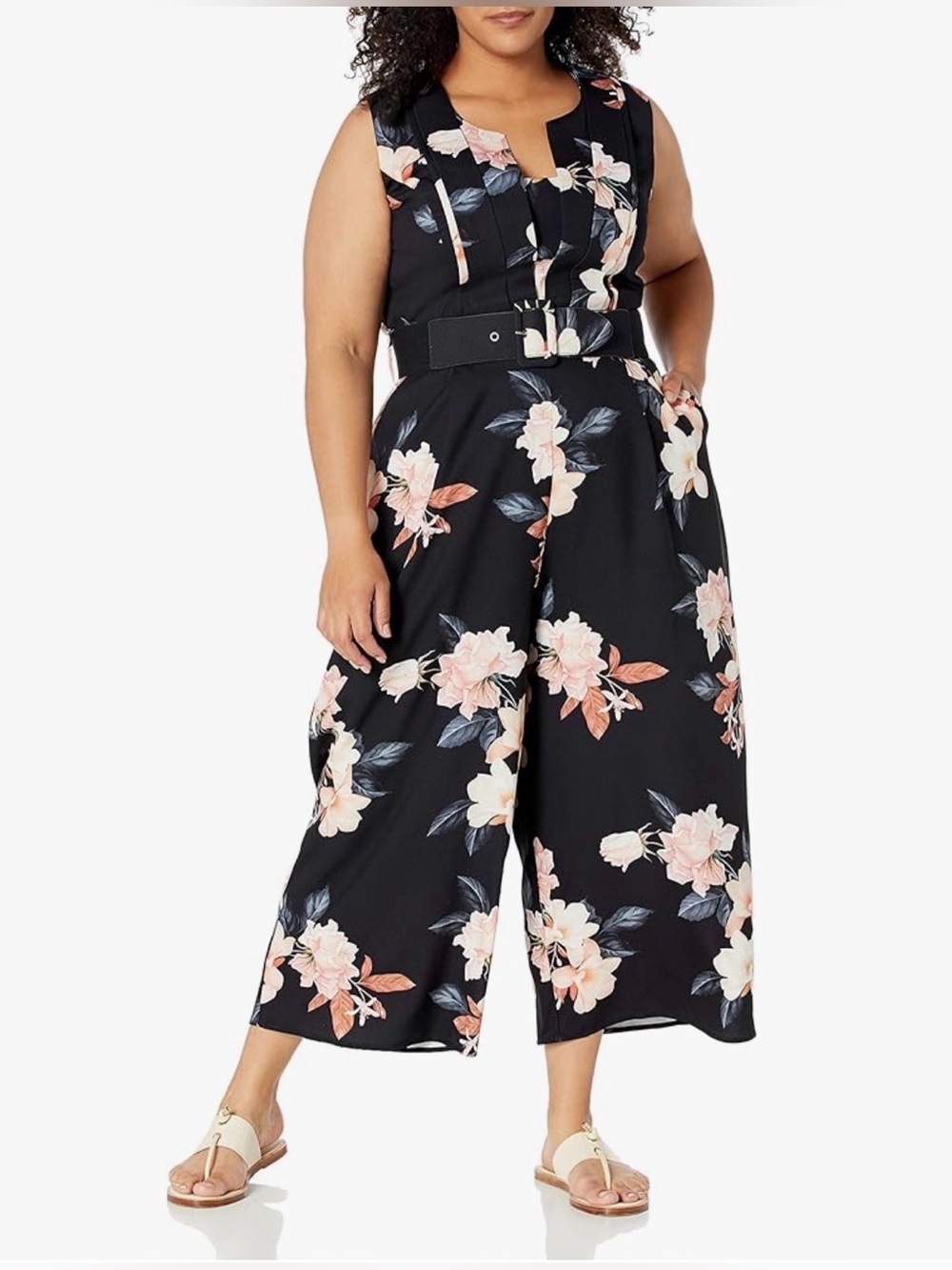 City Chic Black Floral Jumpsuit